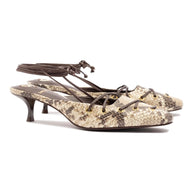 Larroude Amal Lace Up Pump In Neutral Printed Snake