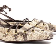Larroude Amal Lace Up Pump In Neutral Printed Snake