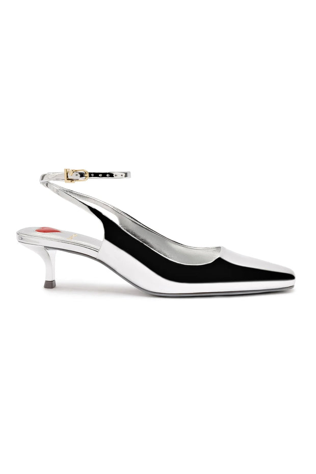 Larroude Amal Pump In Silver Specchio