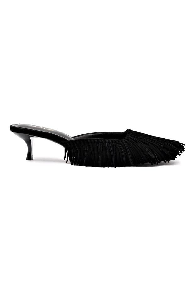 Larroude Sienna Mule In Black Suede