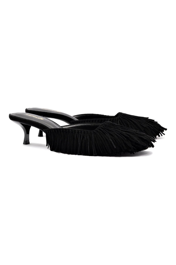 Larroude Sienna Mule In Black Suede