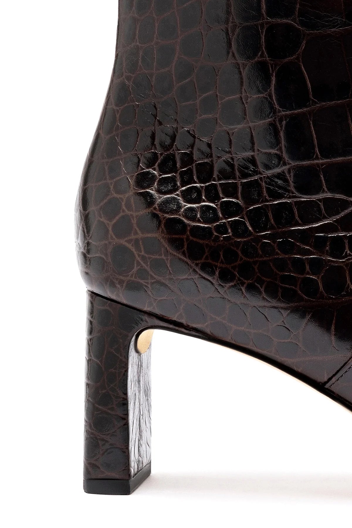 Larroude Alexis Bootie In Dark Croco Embossed Leather
