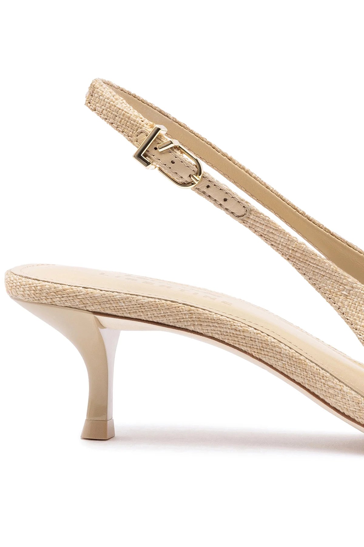 Larroudé x Libertine Eye Pump Lo In Beige Raffia