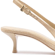 Larroudé X Libertine Eye Pump Lo In Beige Raffia