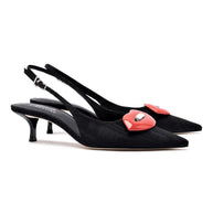 Larroudé X Libertine Lips Pump Lo In Black Fabric