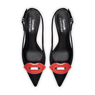 Larroudé X Libertine Lips Pump Lo In Black Fabric