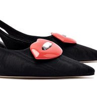 Larroudé X Libertine Lips Pump Lo In Black Fabric