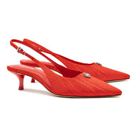 Larroude Maxine Pump In Red Fabric