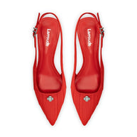 Larroude Maxine Pump In Red Fabric