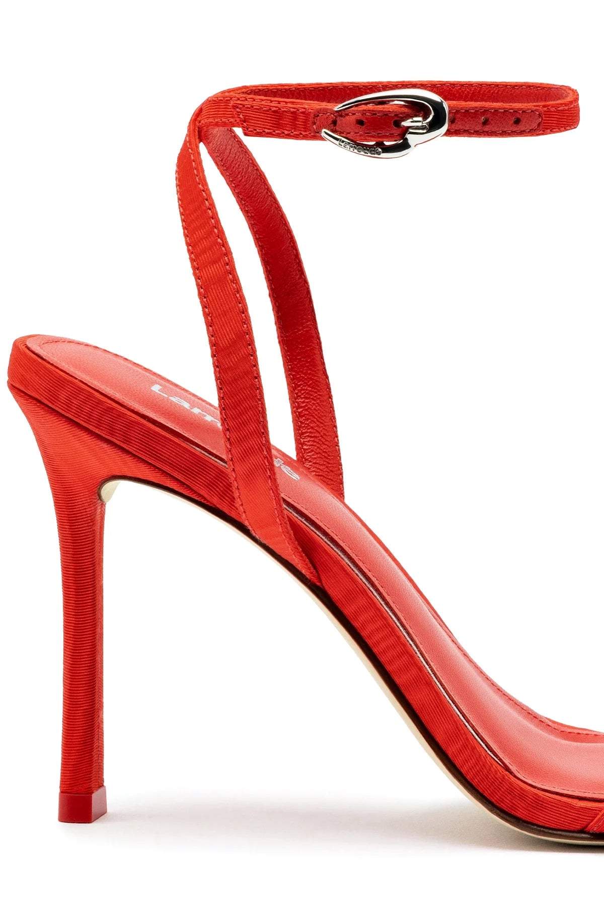 Larroude Calypso Sandal In Red Fabric and Crystals