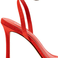 Larroude Calypso Sandal In Red Fabric and Crystals