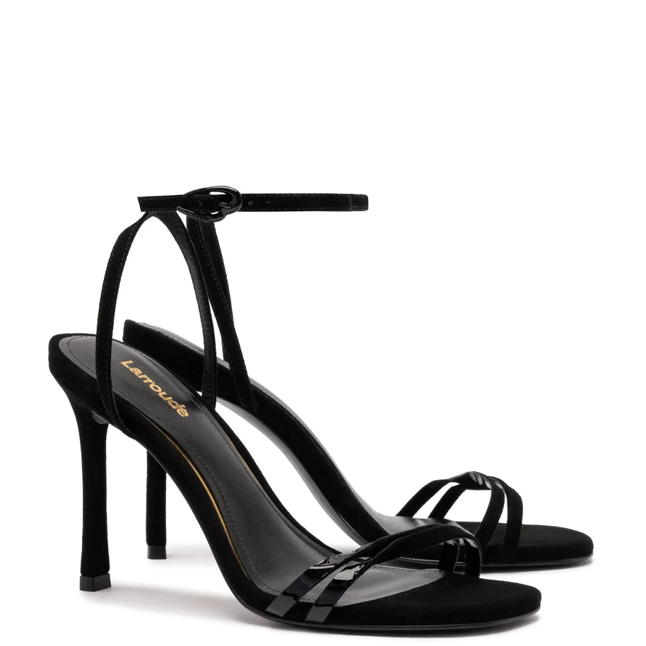 Larroude Vesper Sandal In Black Suede