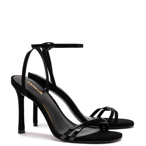 Larroude Vesper Sandal In Black Suede