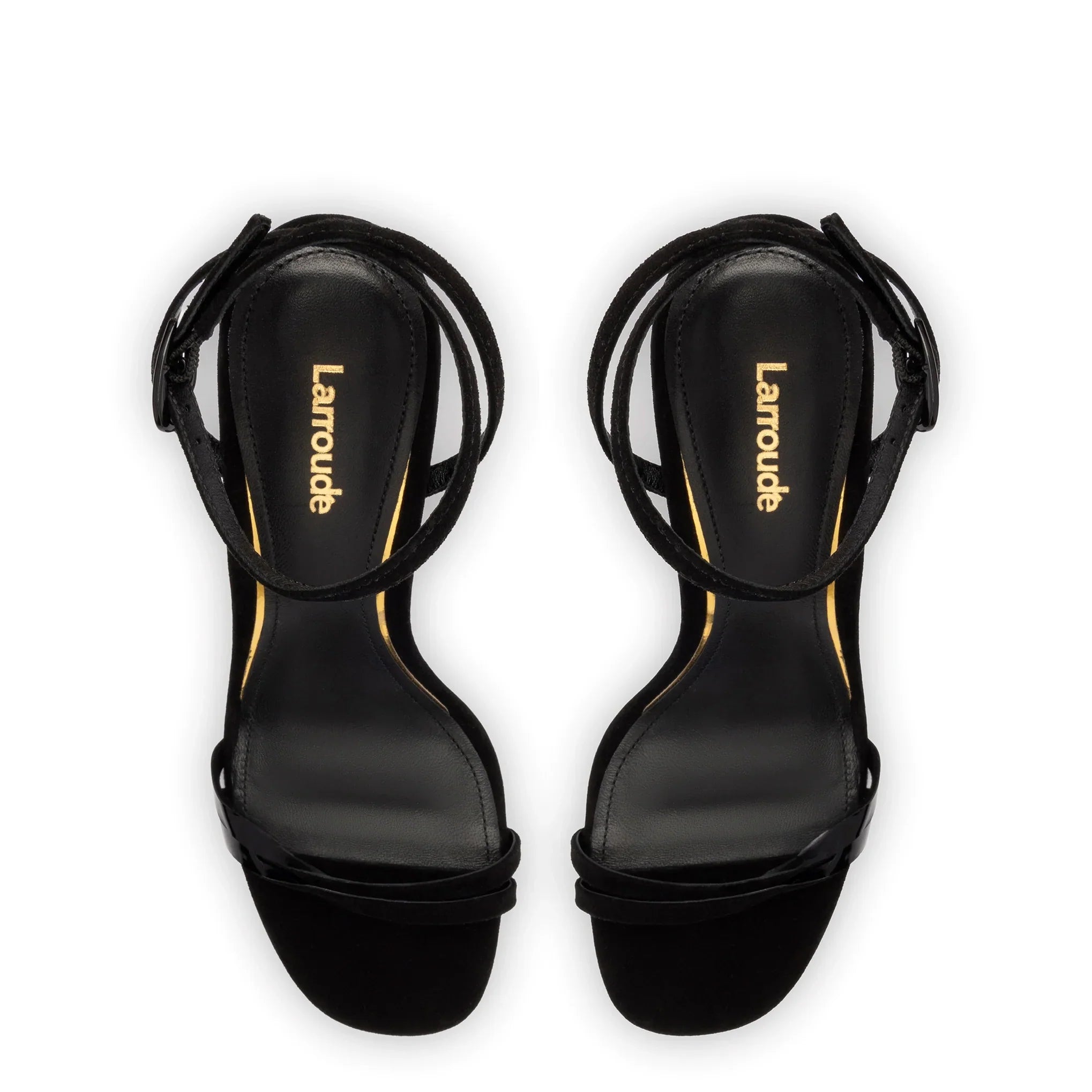 Larroude Vesper Sandal In Black Suede