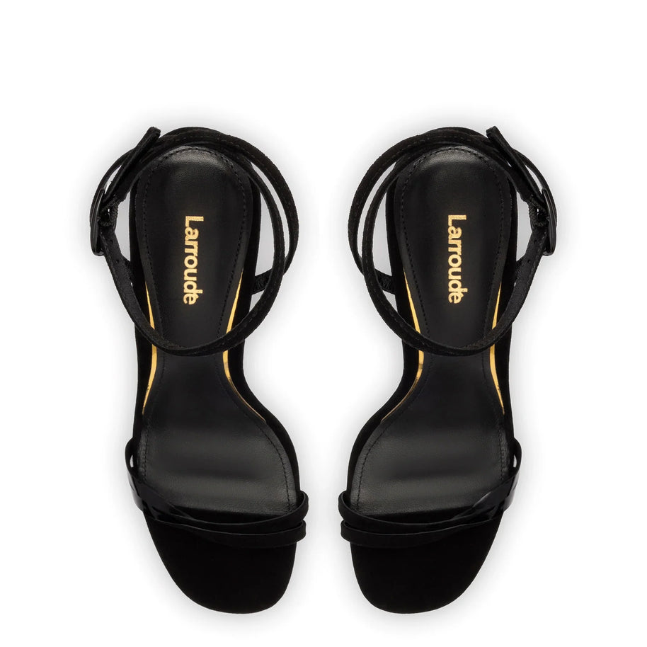Larroude Vesper Sandal In Black Suede