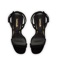 Larroude Vesper Sandal In Black Suede
