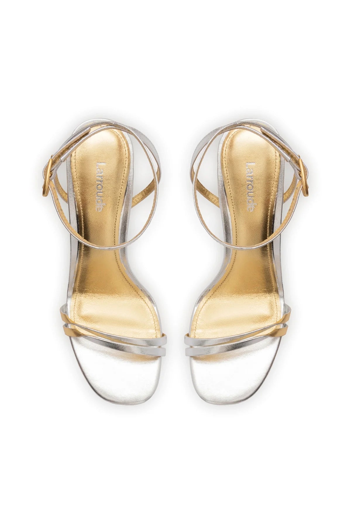 Larroude Vesper Sandal In Silver Metallic Leather