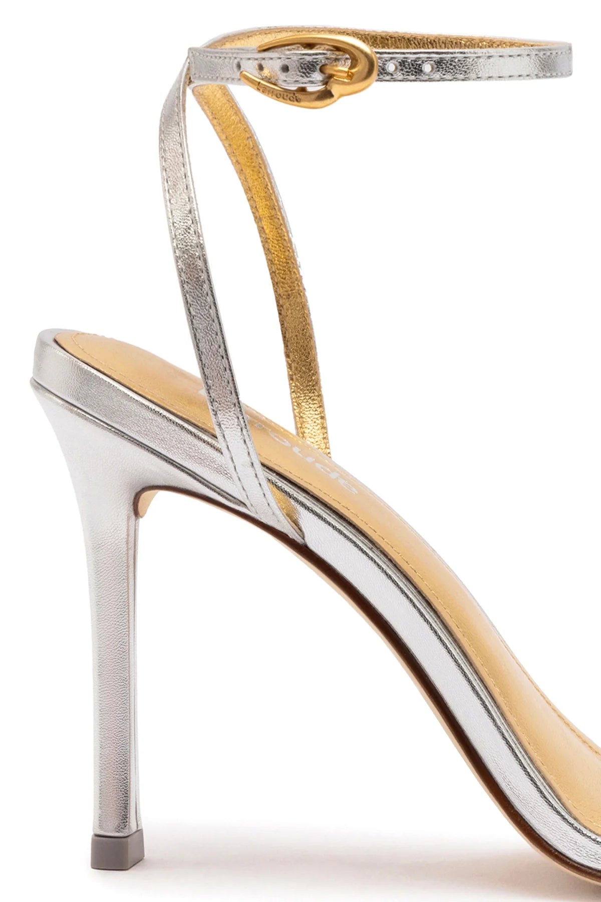 Larroude Vesper Sandal In Silver Metallic Leather