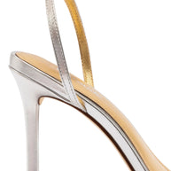 Larroude Vesper Sandal In Silver Metallic Leather