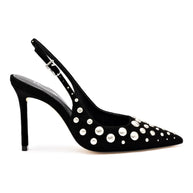 Larroude Kaitlan Studs Pump In Black Suede