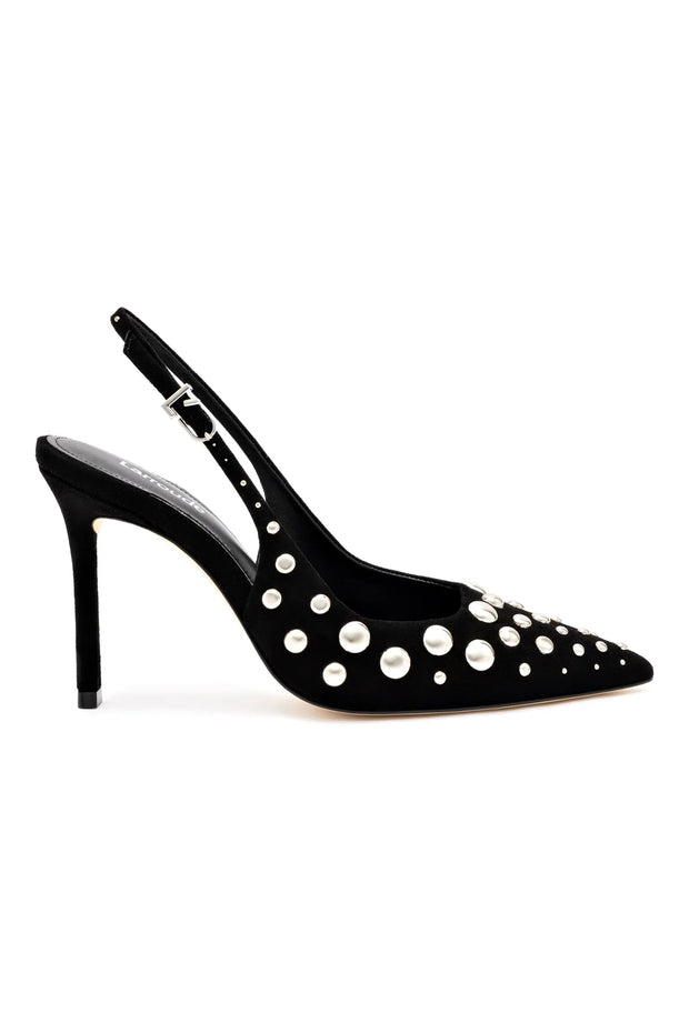 Larroude Kaitlan Studs Pump In Black Suede
