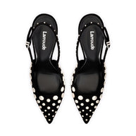 Larroude Kaitlan Studs Pump In Black Suede