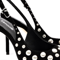 Larroude Kaitlan Studs Pump In Black Suede