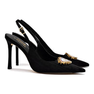 Larroudé X Libertine Eye Pump Hi In Black Fabric