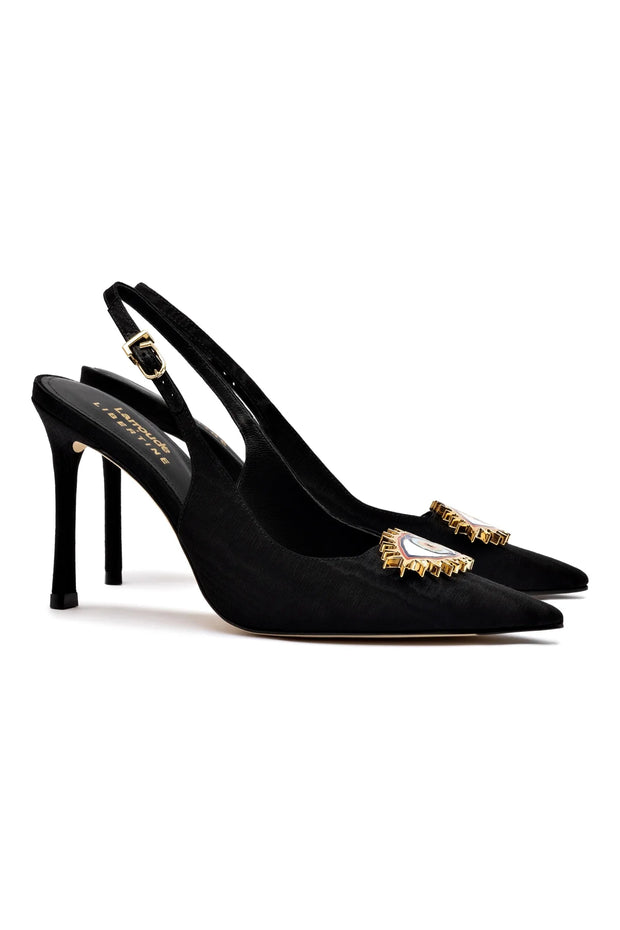 Larroudé X Libertine Eye Pump Hi In Black Fabric