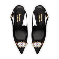 Larroudé X Libertine Eye Pump Hi In Black Fabric