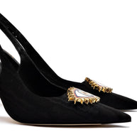 Larroudé X Libertine Eye Pump Hi In Black Fabric
