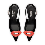 Larroudé X Libertine Lips Pump Hi In Black Suede And Crystals