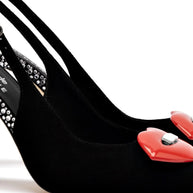 Larroudé X Libertine Lips Pump Hi In Black Suede And Crystals