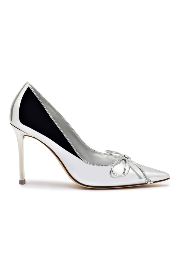 Larroude Linda Pump In Silver Specchio