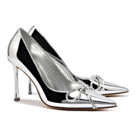 Larroude Linda Pump In Silver Specchio