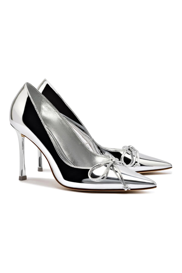 Larroude Linda Pump In Silver Specchio