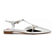 Larroude Grace Flat In Silver Specchio