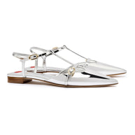 Larroude Grace Flat In Silver Specchio