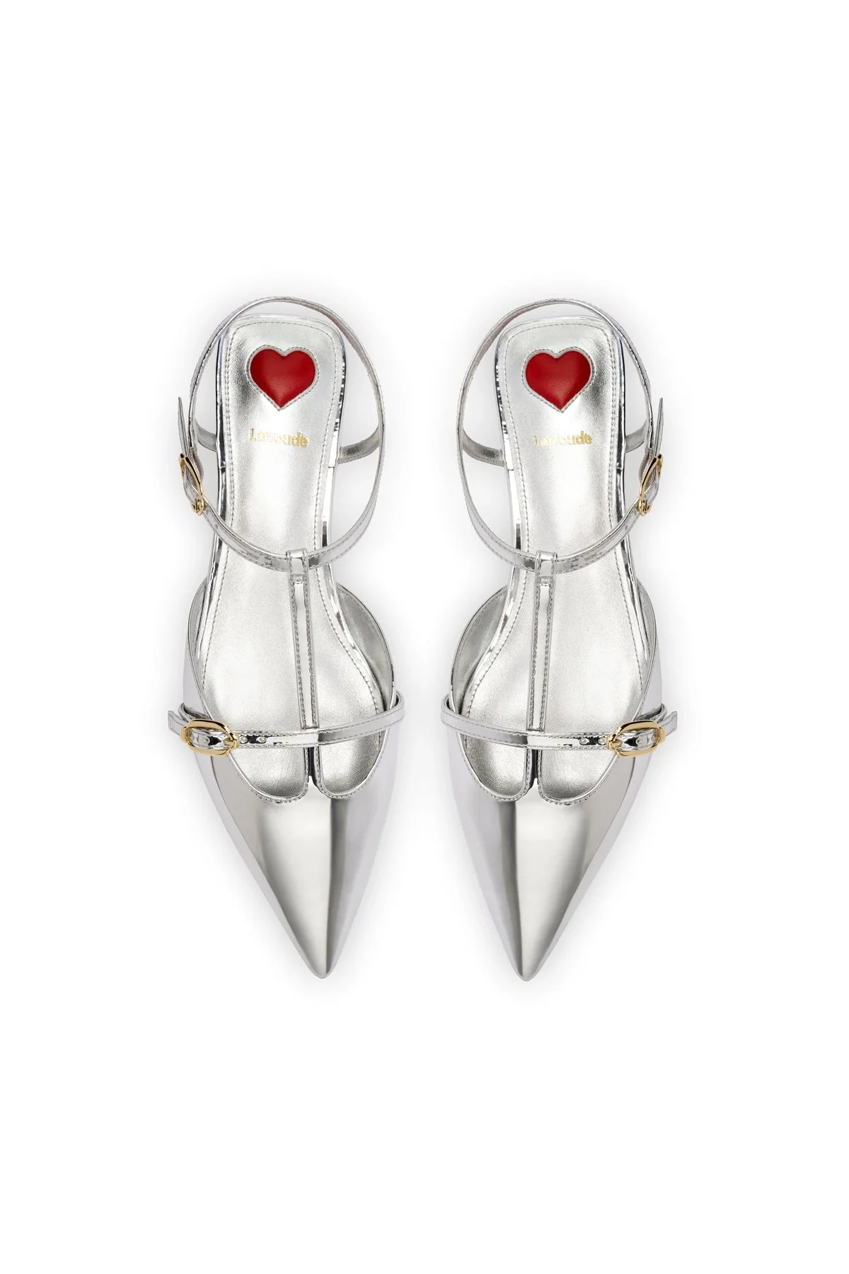 Larroude Grace Flat In Silver Specchio