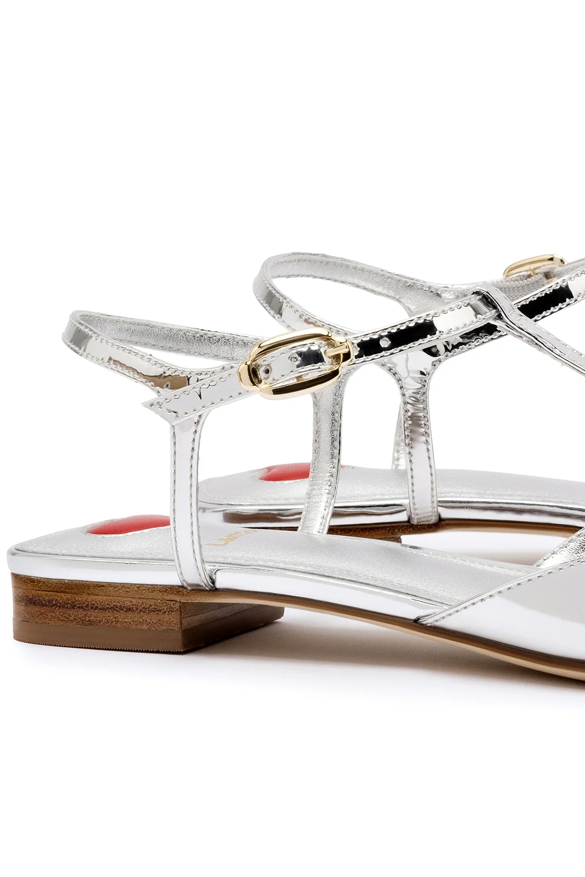 Larroude Grace Flat In Silver Specchio