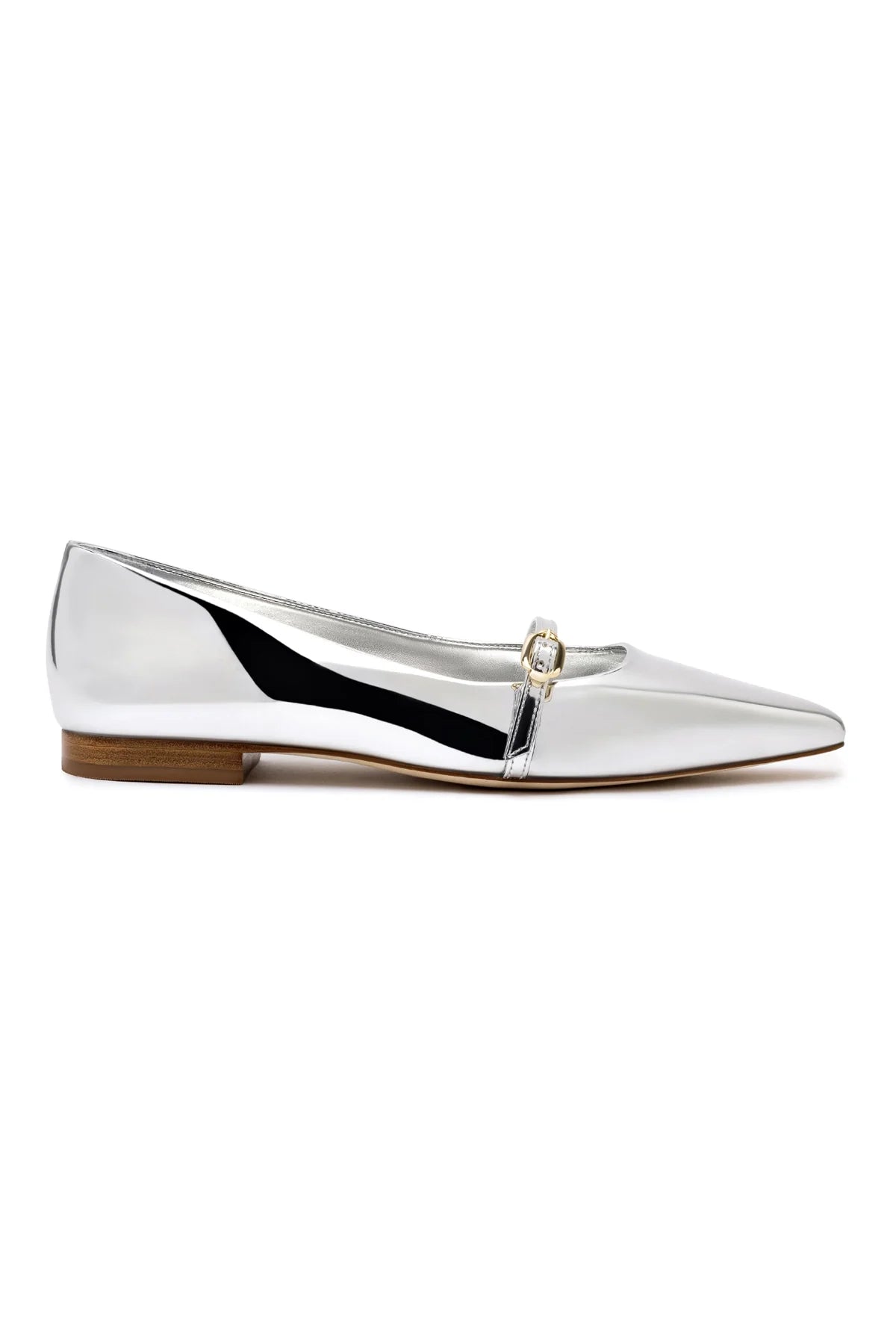 Larroude Irene Flat In Silver Specchio