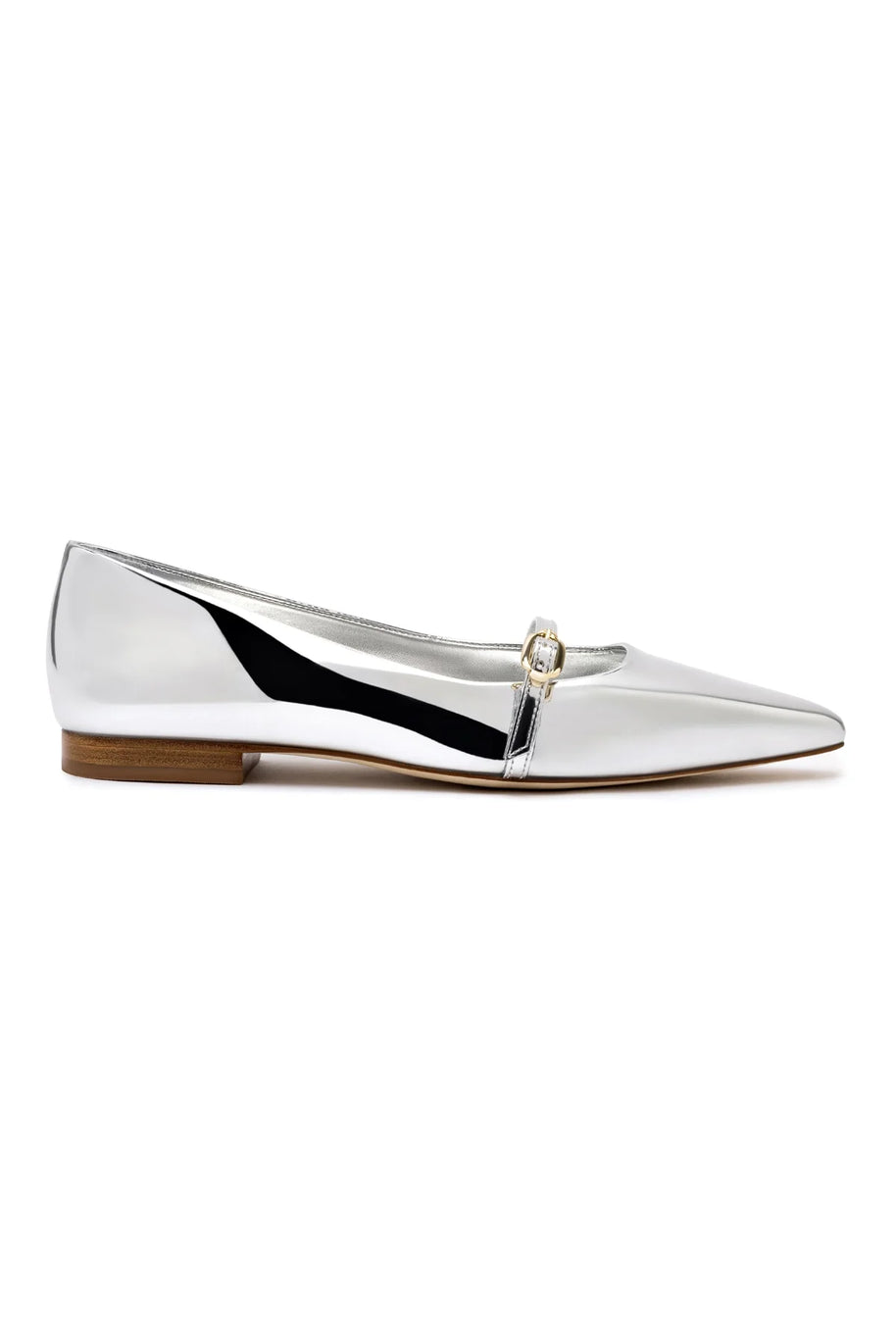 Larroude Irene Flat In Silver Specchio