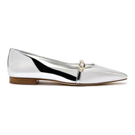 Larroude Irene Flat In Silver Specchio
