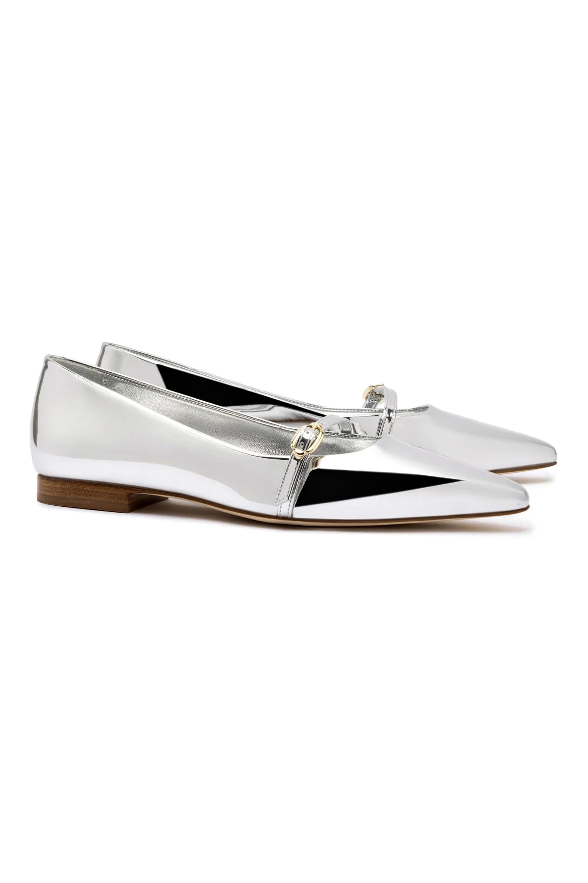 Larroude Irene Flat In Silver Specchio