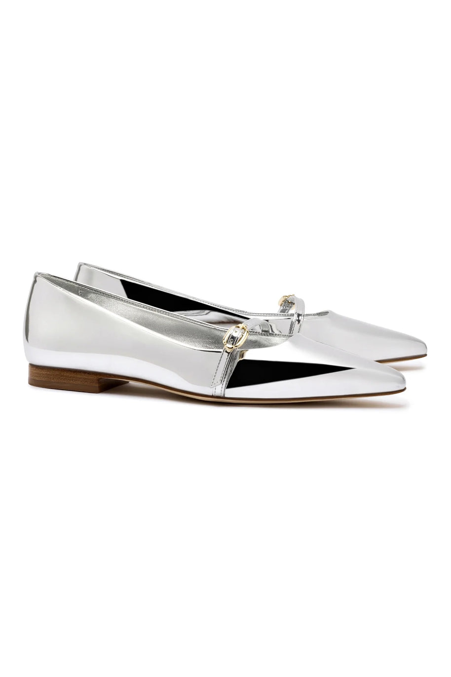 Larroude Irene Flat In Silver Specchio