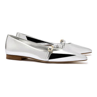 Larroude Irene Flat In Silver Specchio