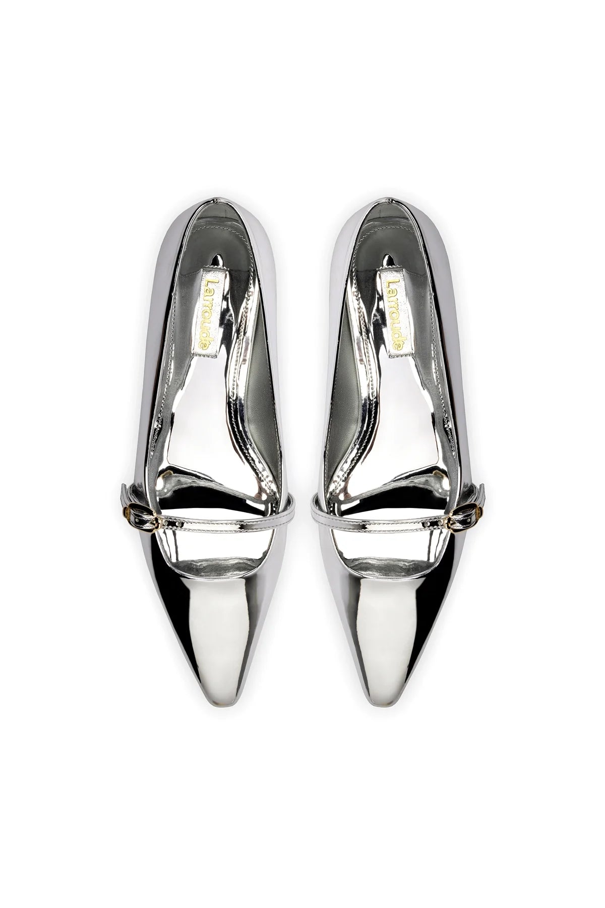 Larroude Irene Flat In Silver Specchio