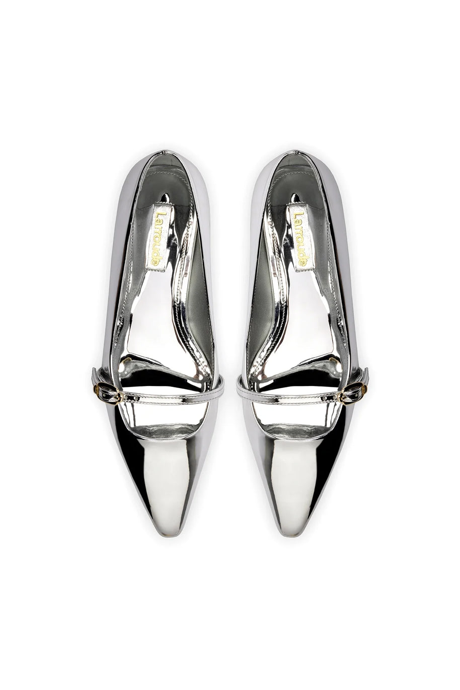 Larroude Irene Flat In Silver Specchio