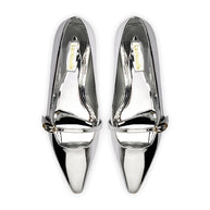 Larroude Irene Flat In Silver Specchio