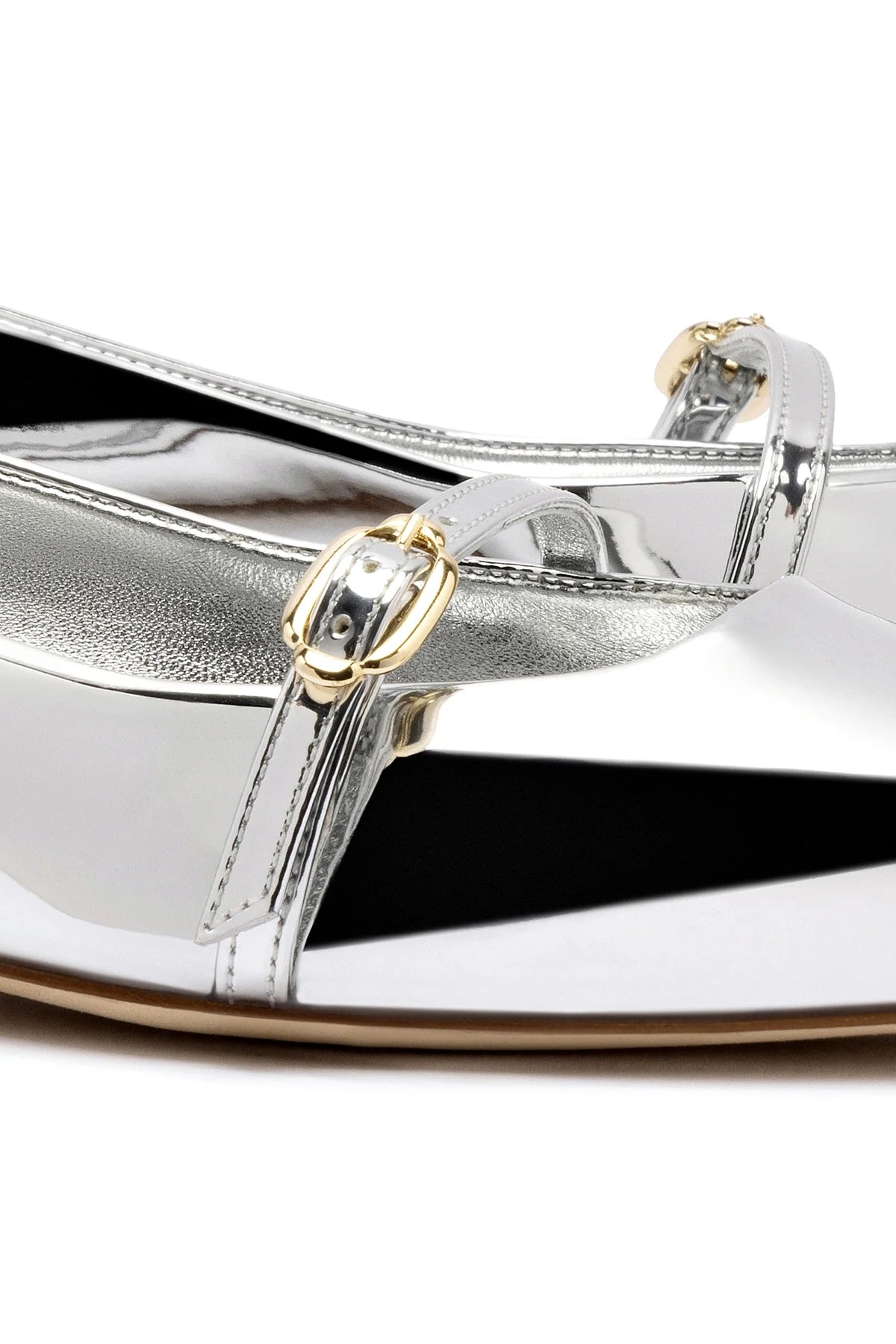 Larroude Irene Flat In Silver Specchio